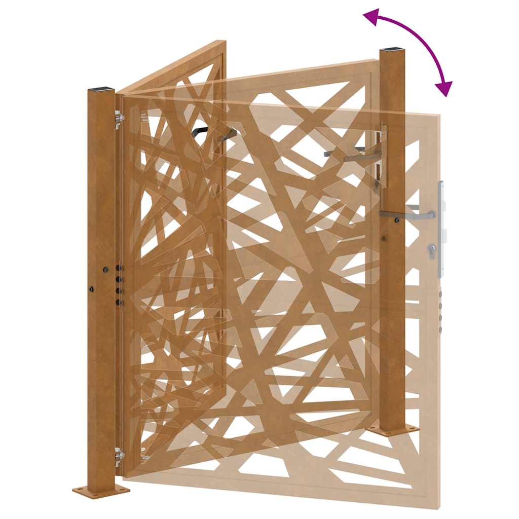 Puerta de jardín 100x100 cm acero corten diseño ligero