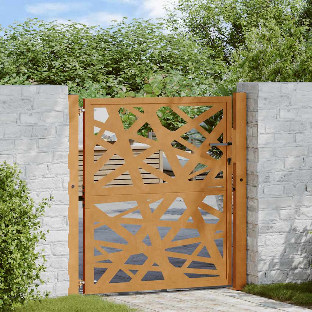 Puerta de jardín 100x100 cm acero corten diseño ligero