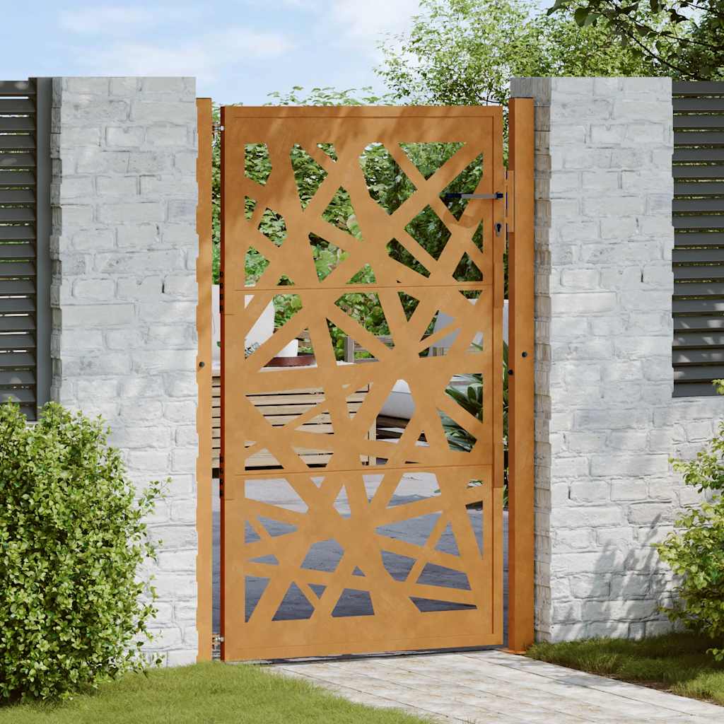 Puerta de jardín 100x100 cm acero corten diseño ligero