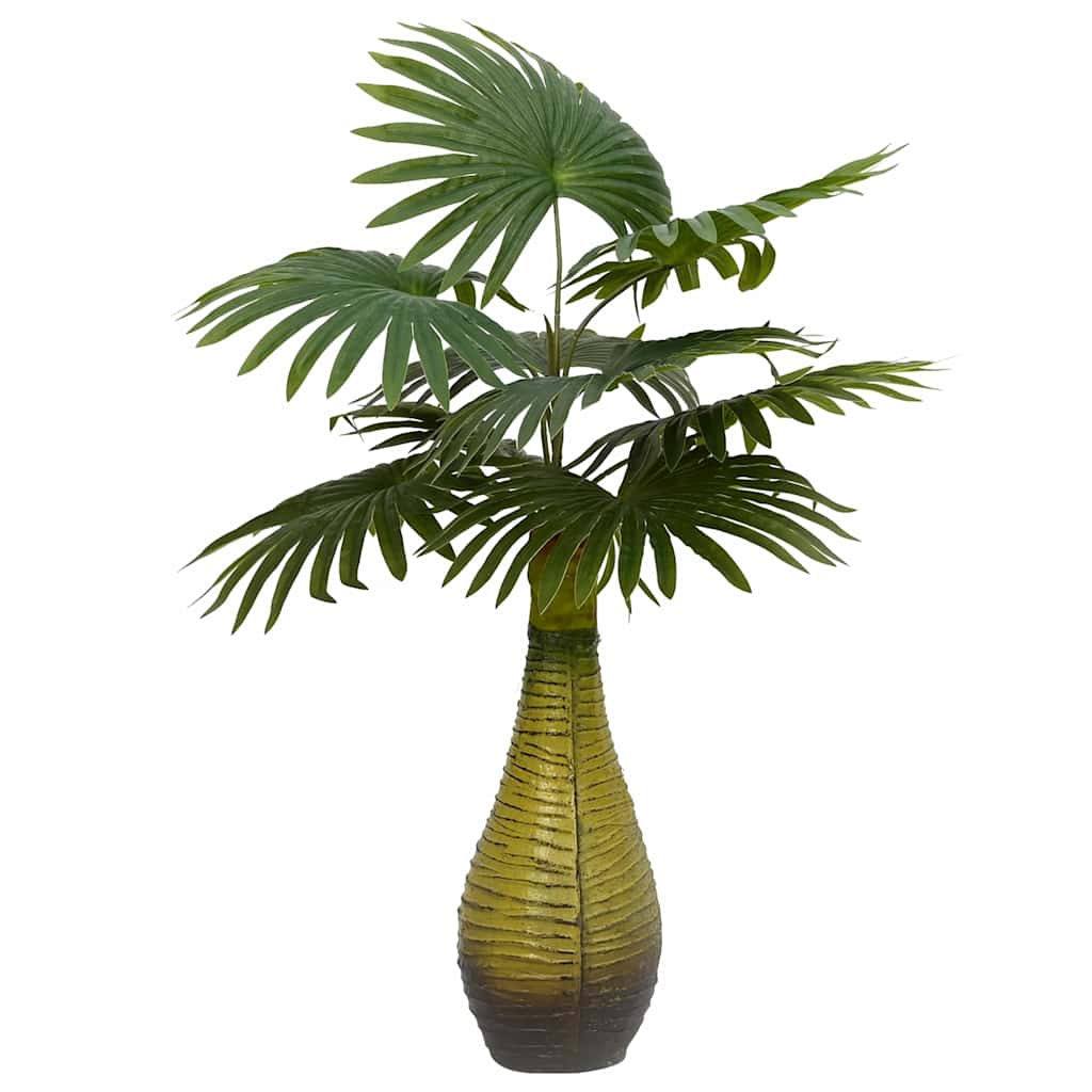 Planta de palma artificial 9 hojas 65 cm verde