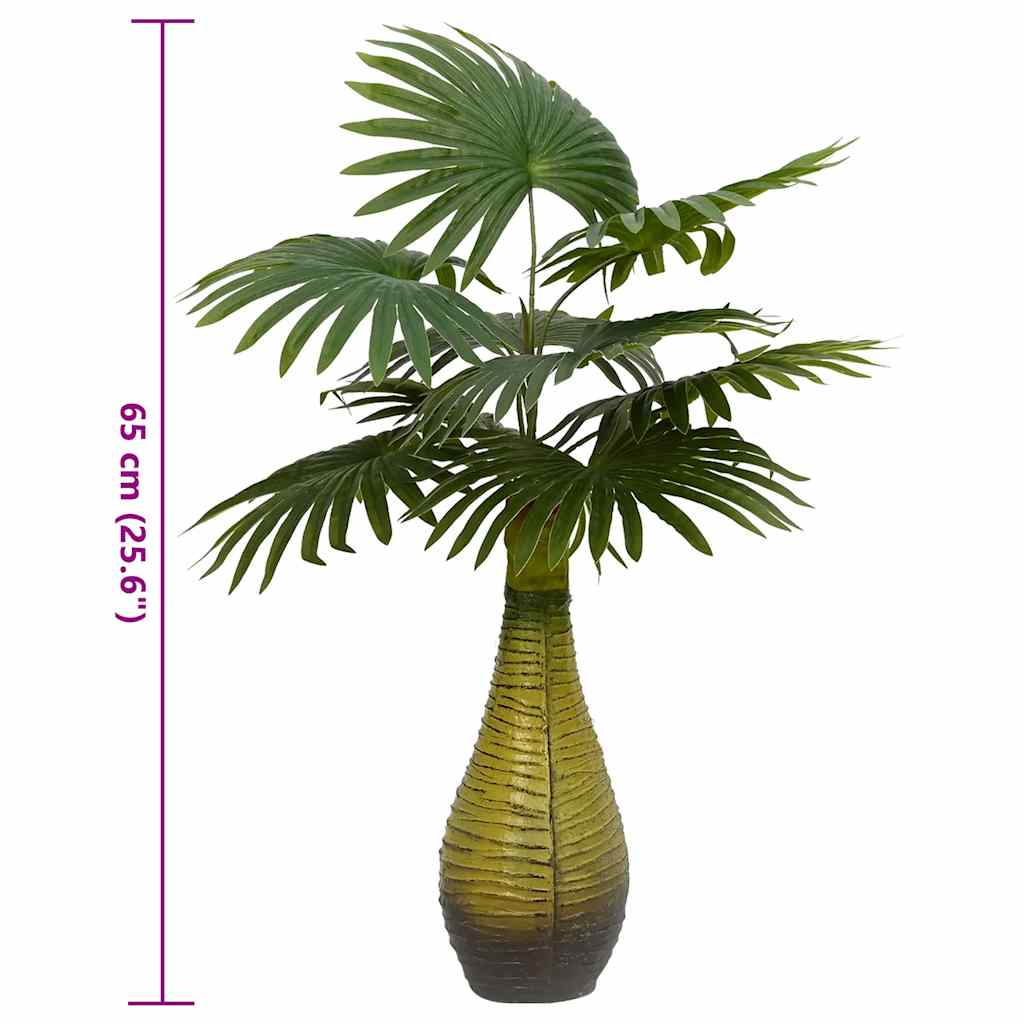 Planta de palma artificial 9 hojas 65 cm verde