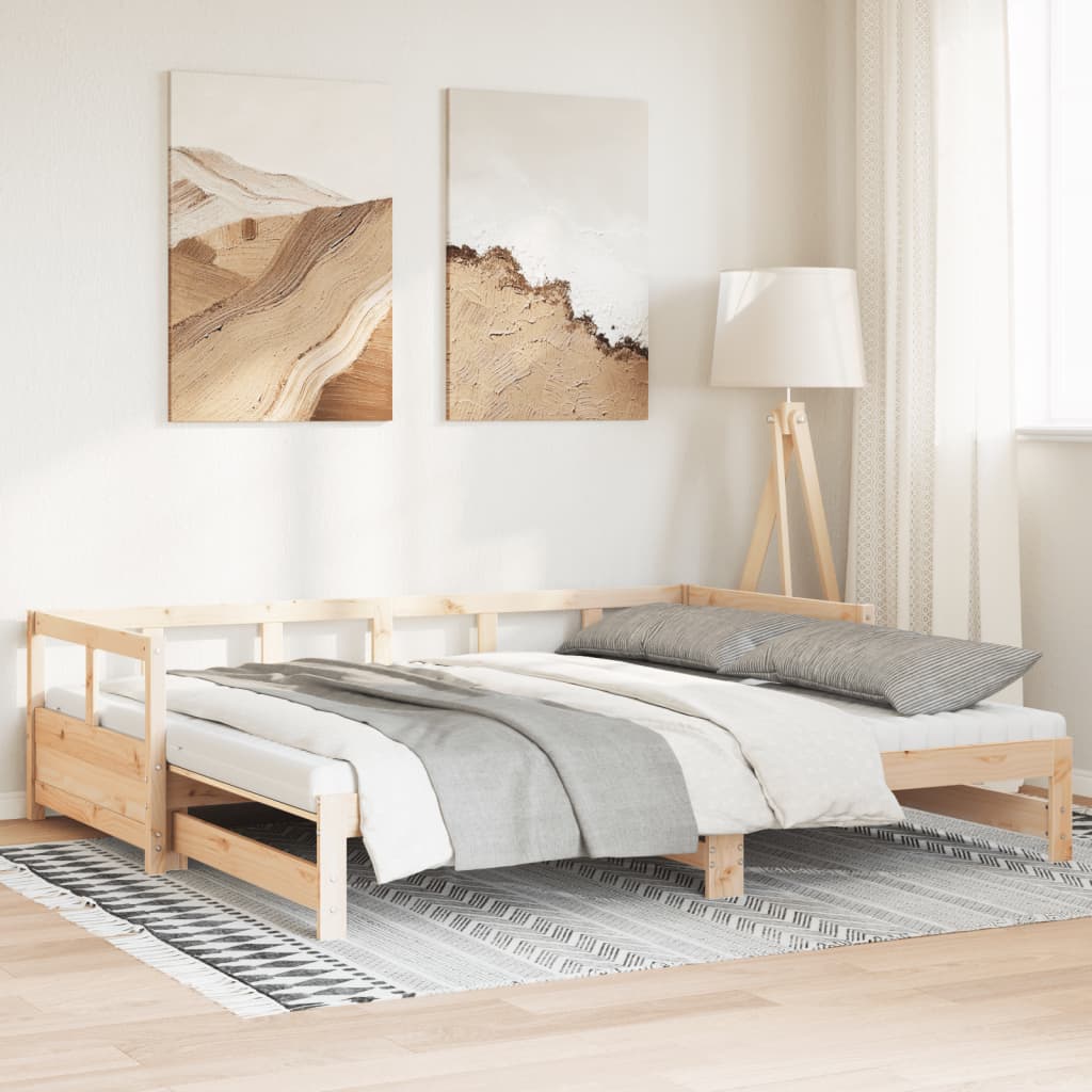 Daybed with trundle and yellow velvet mattress 100x200 cm