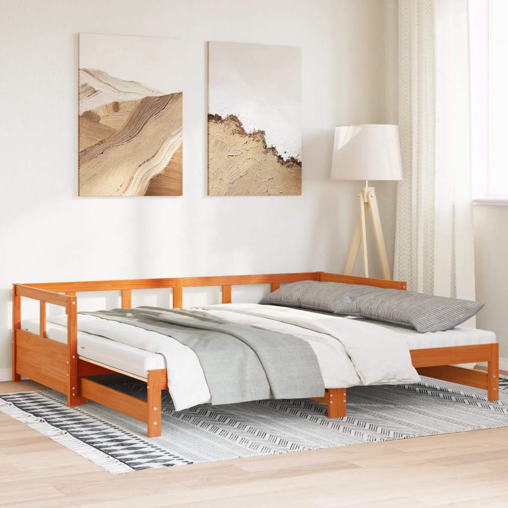 Daybed with trundle and yellow velvet mattress 100x200 cm