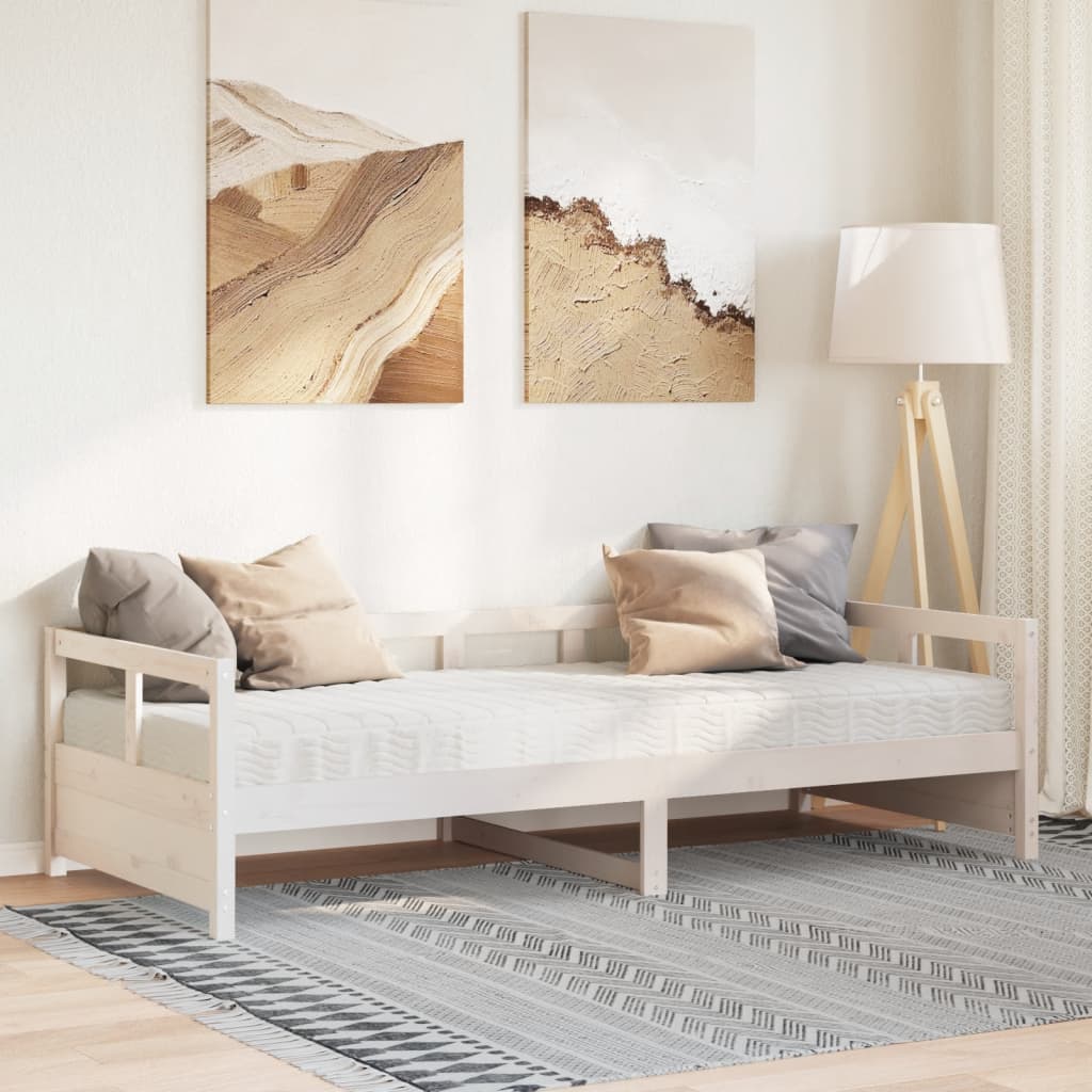Sofa bed with white faux leather mattress 90x200 cm