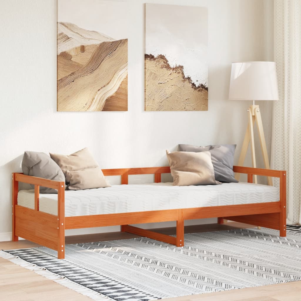 Sofa bed with white faux leather mattress 90x200 cm