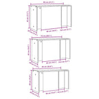 Mesas apilables 3 piezas madera contrachapada gris hormigón