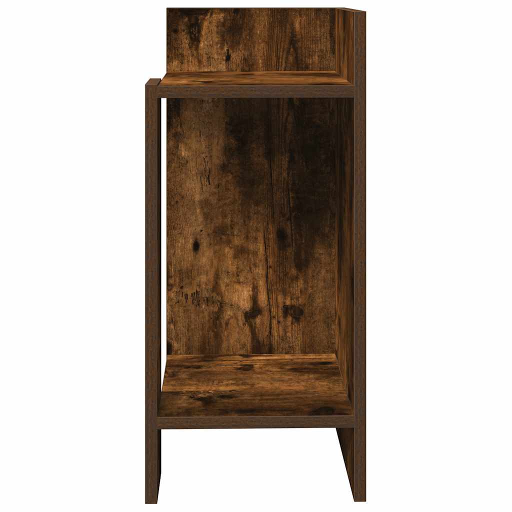 Mesas auxiliares 2 uds con estante ahumado roble 25,5x27x60 cm