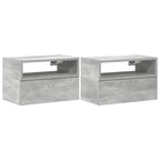 Mesitas de noche de pared 2 uds gris hormigón 45x26x28,5 cm