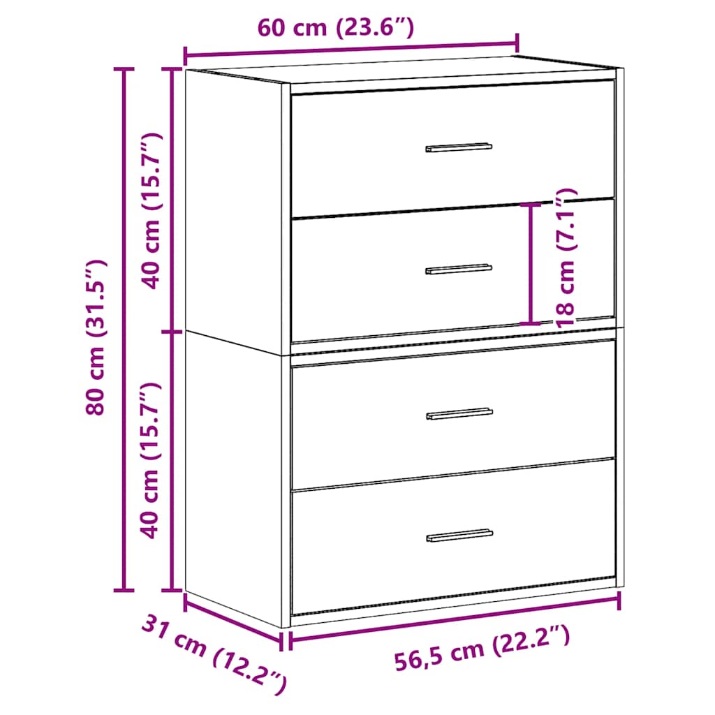 Armarios con 2 cajones 2 uds blanco 60x31x40 cm