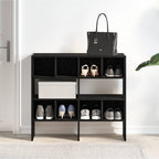 Zapateros 2 uds apilables roble negro 89,5x30x40 cm