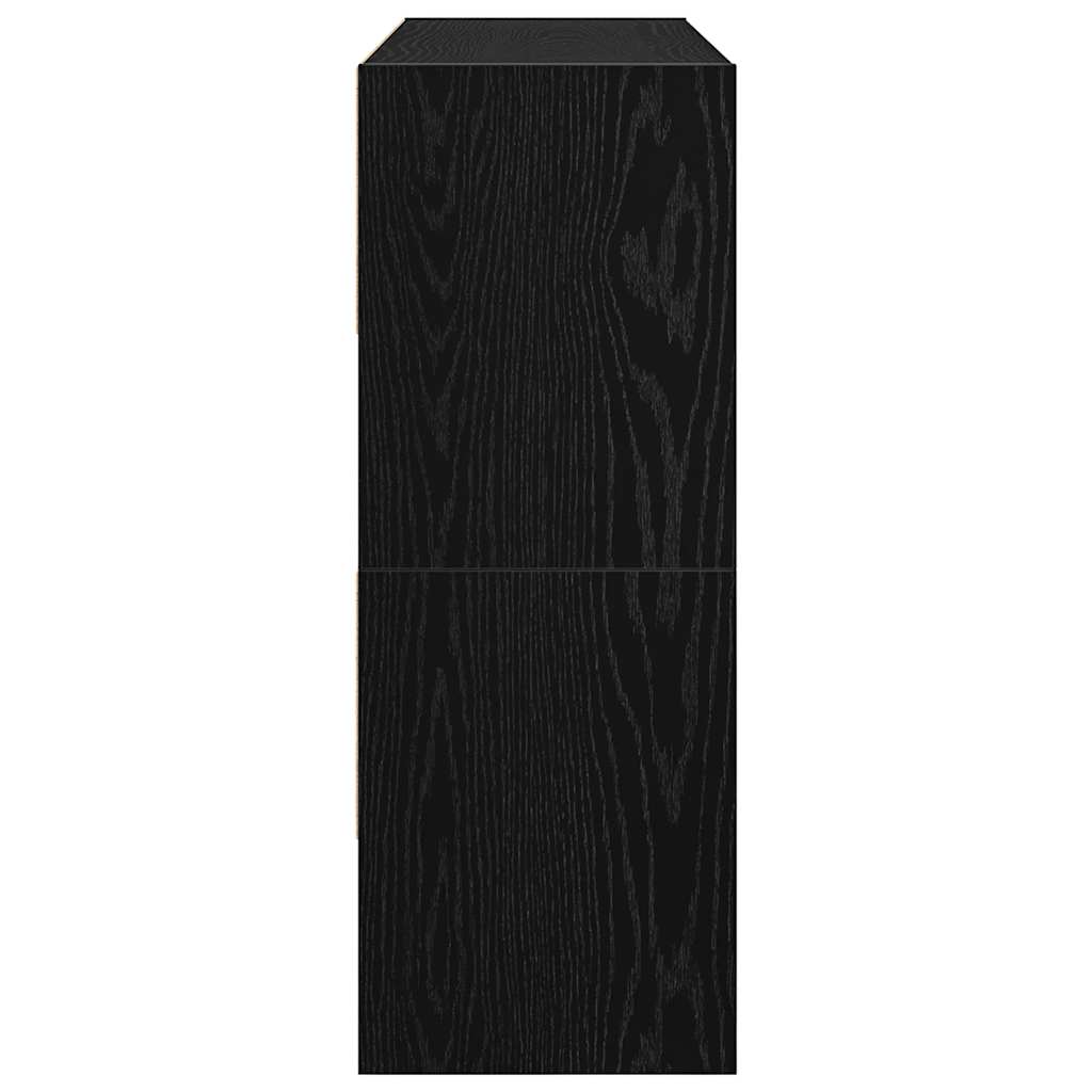Zapateros 2 uds apilables roble negro 89,5x30x40 cm