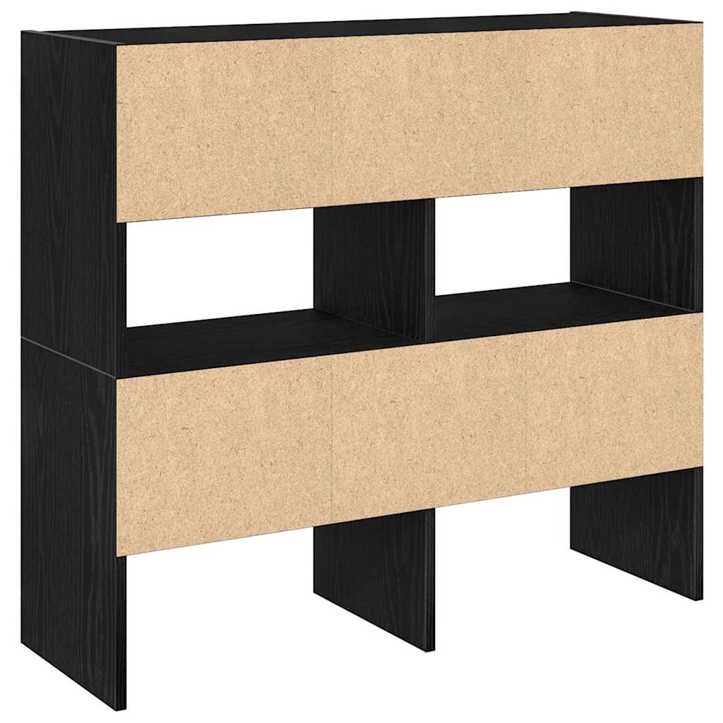 Zapateros 2 uds apilables roble negro 89,5x30x40 cm
