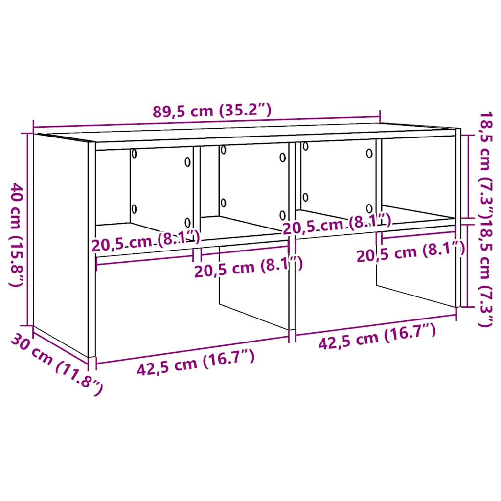Zapatero apilable gris hormigón 89,5x30x40 cm