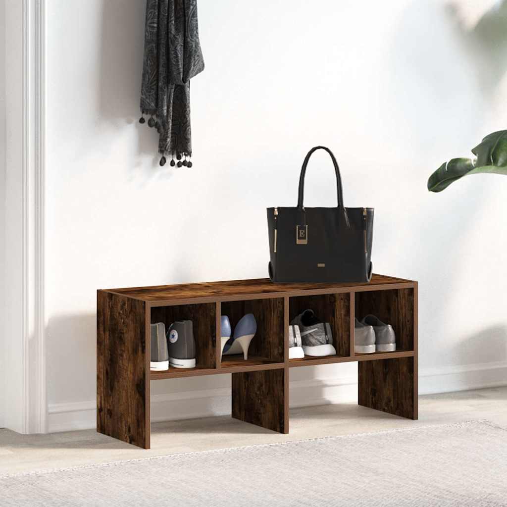 Zapatero apilable roble ahumado 89,5x30x40 cm