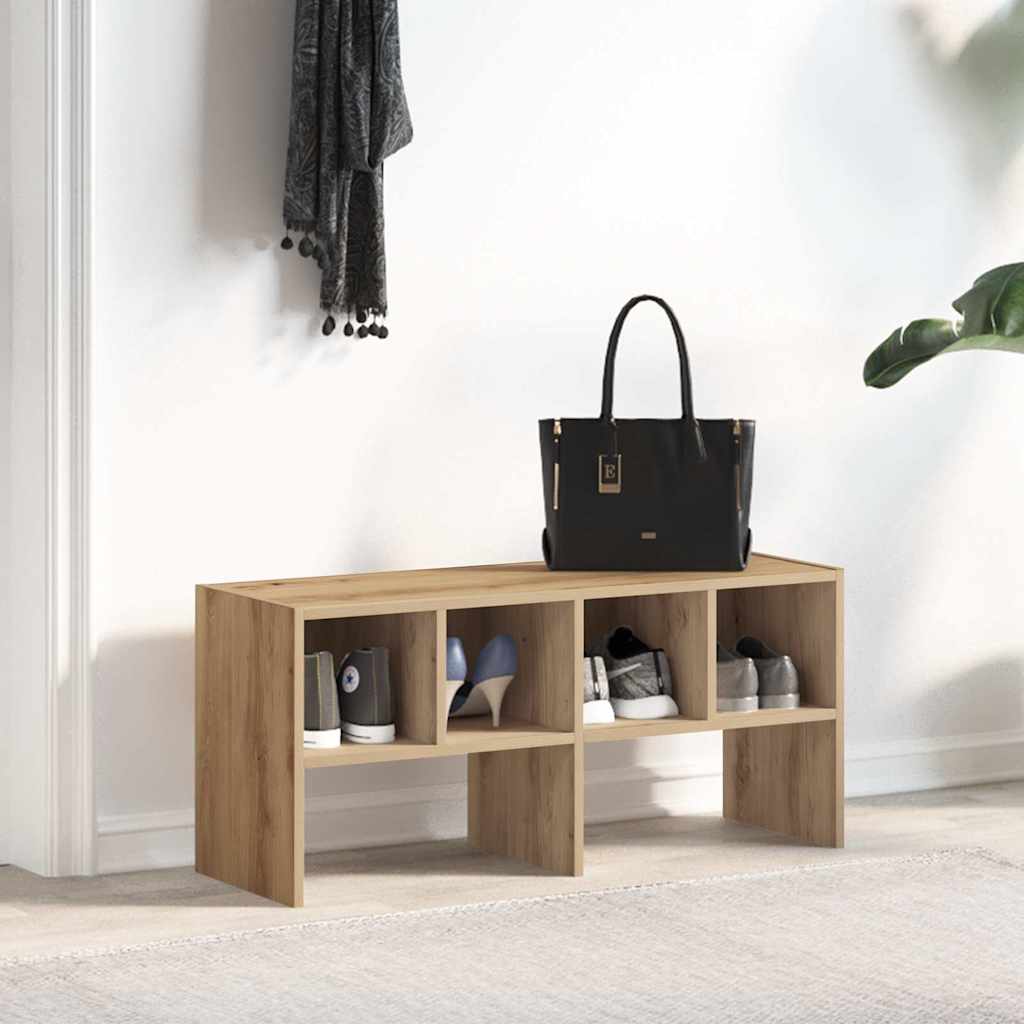 Zapatero apilable roble artesanal 89,5x30x40 cm
