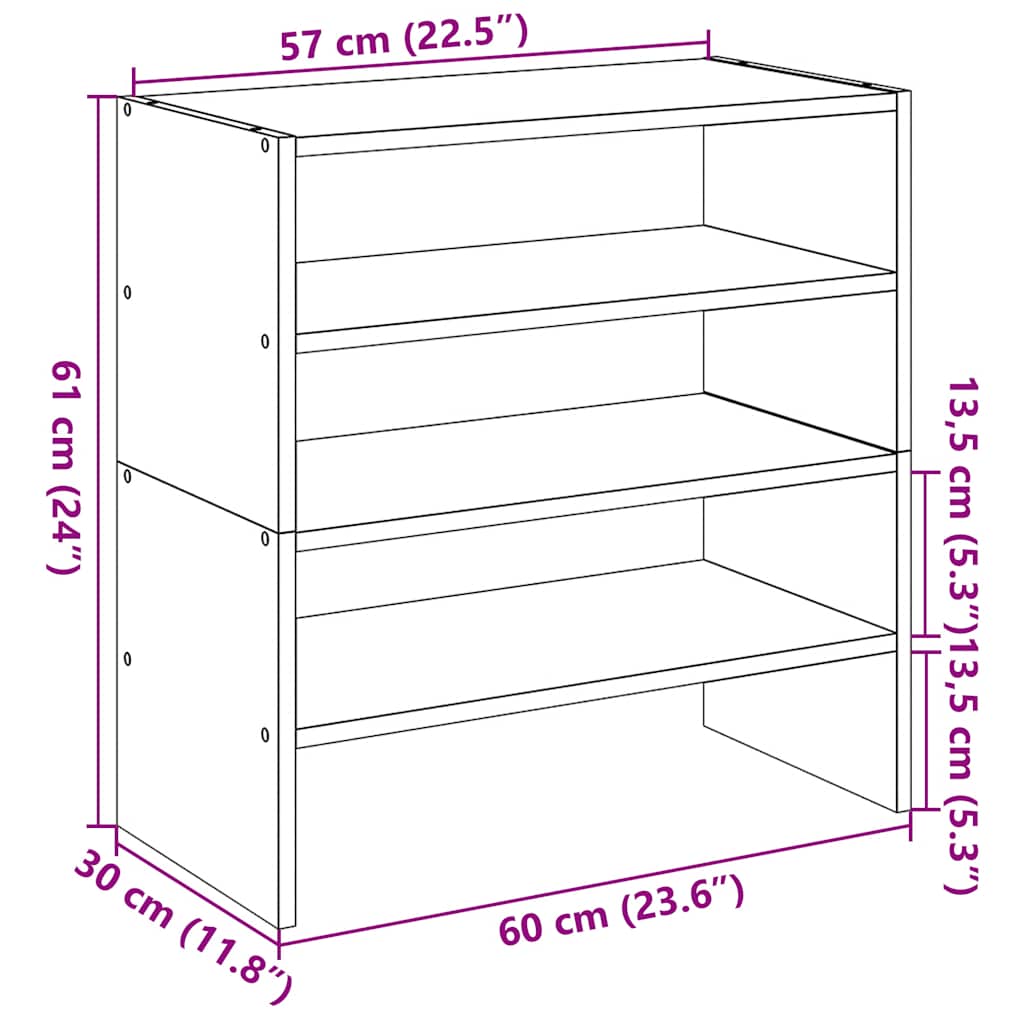 Zapateros 2 uds apilables blanco 60x30x30,5 cm