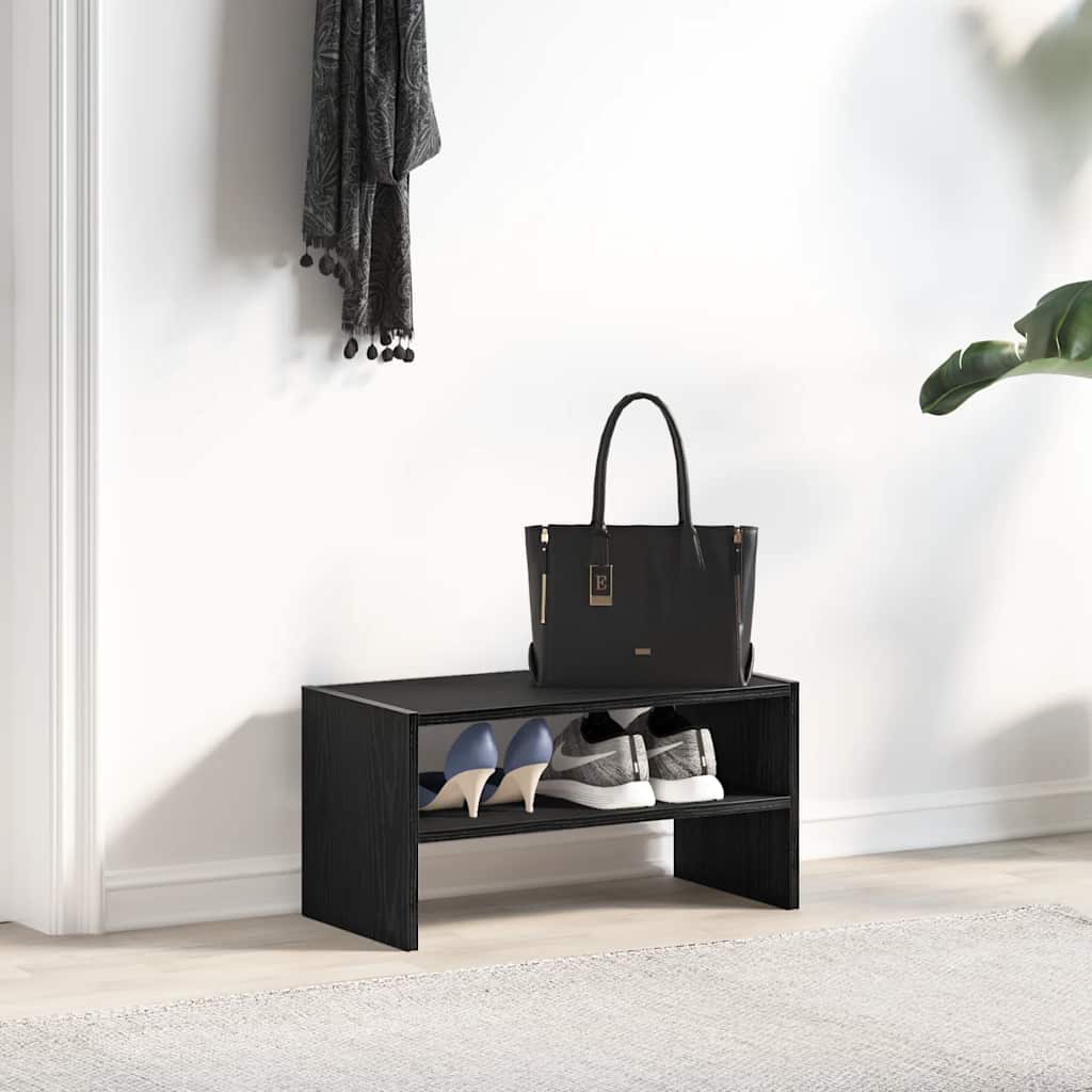 Zapatero apilable roble negro 60x30x30,5 cm