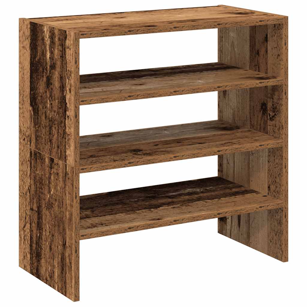Zapateros 2 uds apilables madera vieja 60x30x30,5 cm