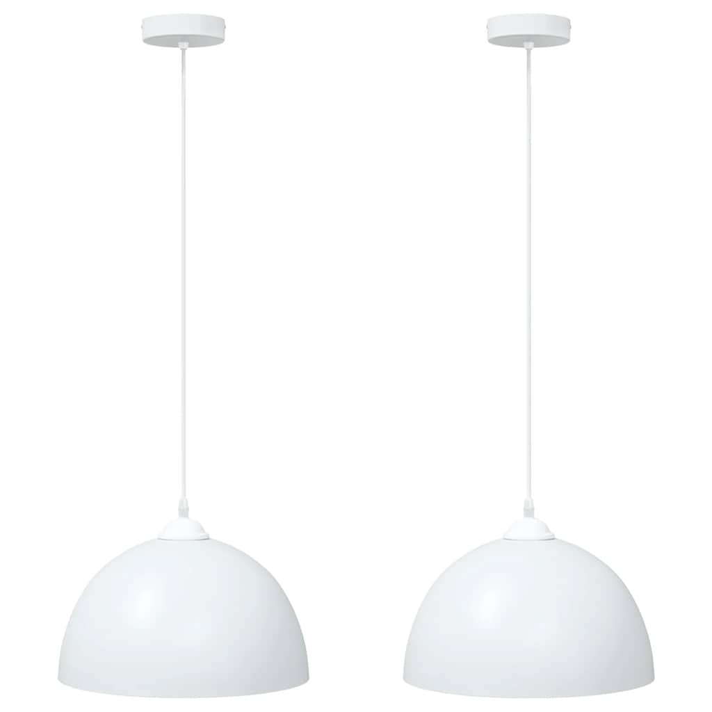 Lámparas colgantes 2 uds regulable en altura E27 blanco Ø 30 cm