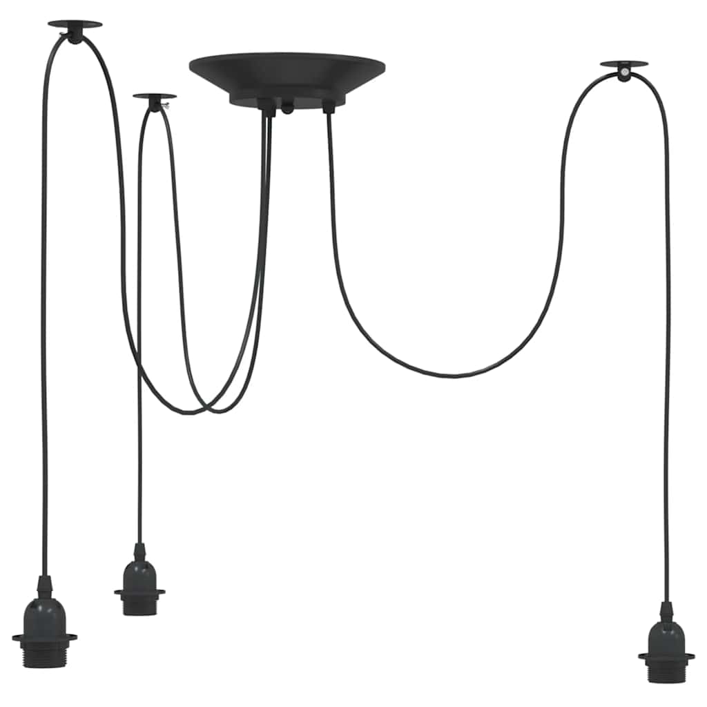 Candeeiro suspenso com 3 casquilhos E27 metal preto