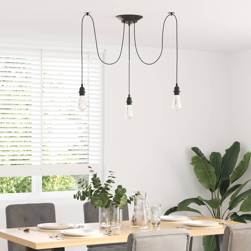 Lámpara colgante con 3 portalámparas E27 metal negro