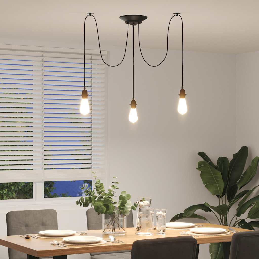 Lámpara colgante con 3 portalámparas E27 metal negro