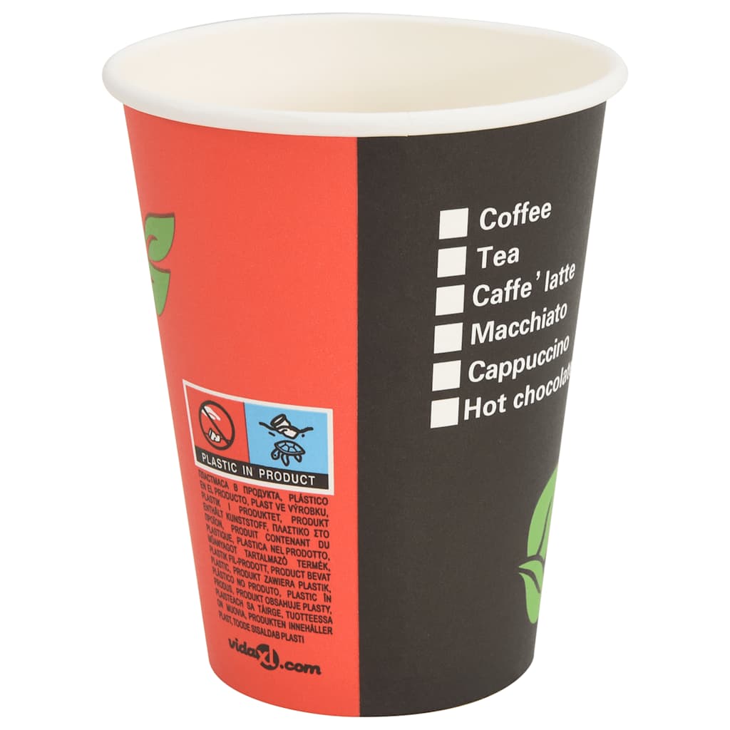 Tazas de café de papel 1000 uds 12oz 300ml rojo y negro