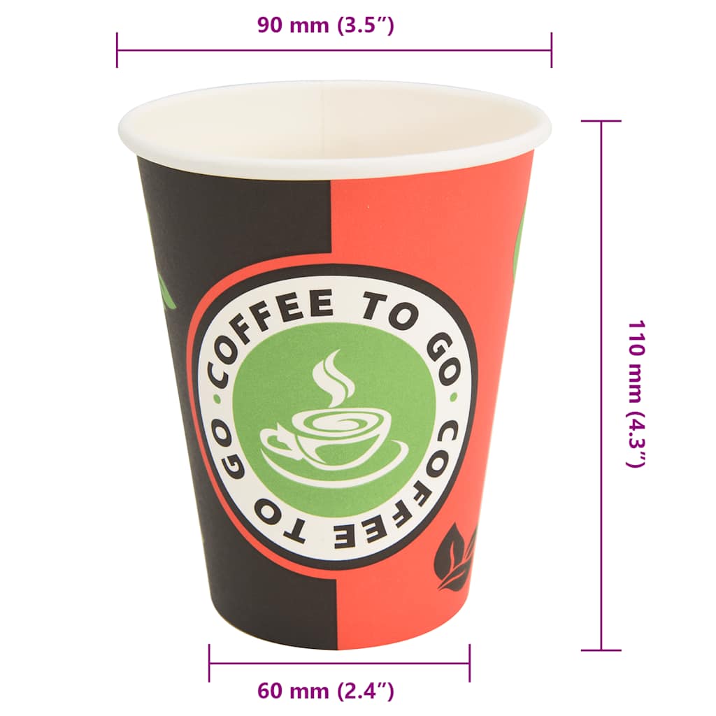 Tazas de café de papel 1000 uds 12oz 300ml rojo y negro