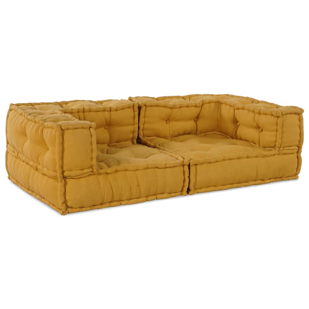 Sofá modular de 2 plazas de tela amarillo 140x70x36