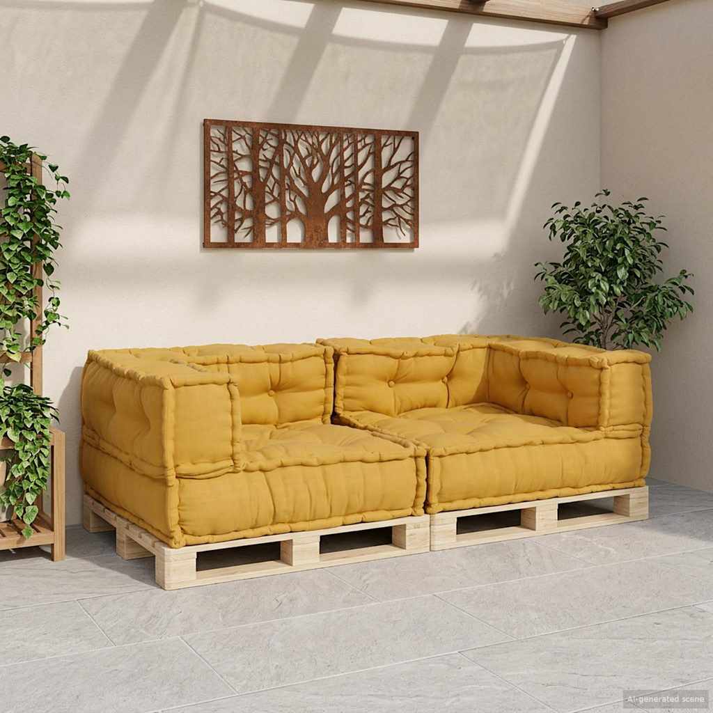 Sofá modular de 2 plazas de tela amarillo 140x70x36