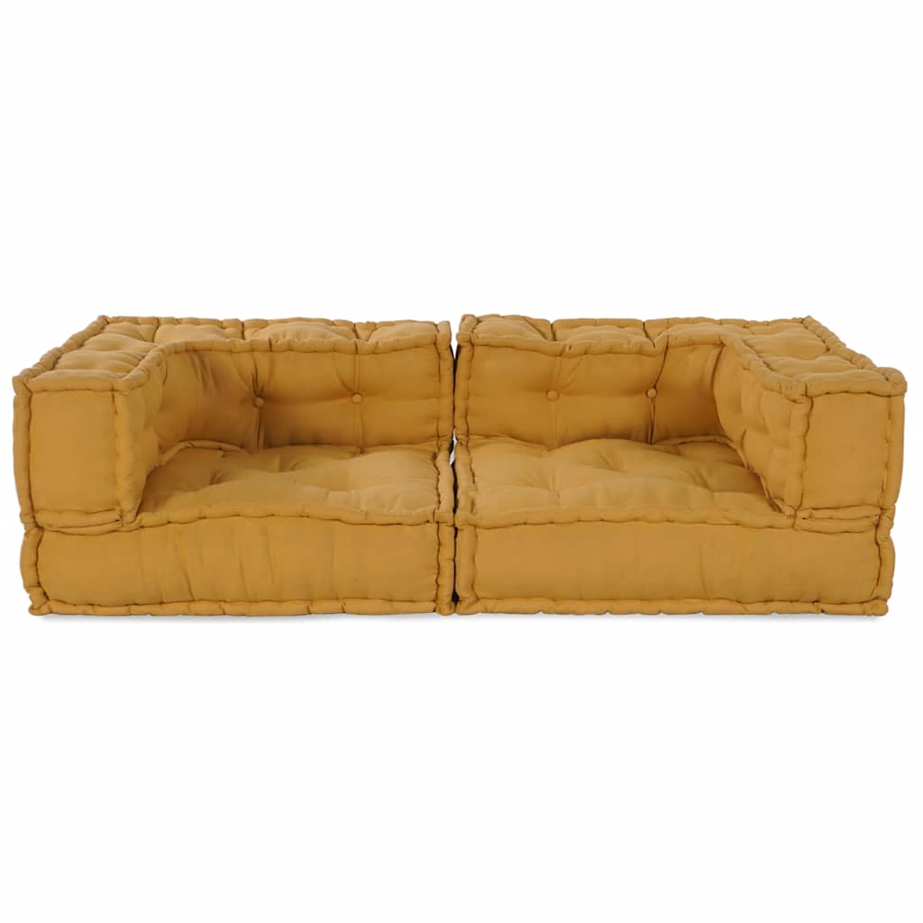 Sofá modular de 2 plazas de tela amarillo 140x70x36