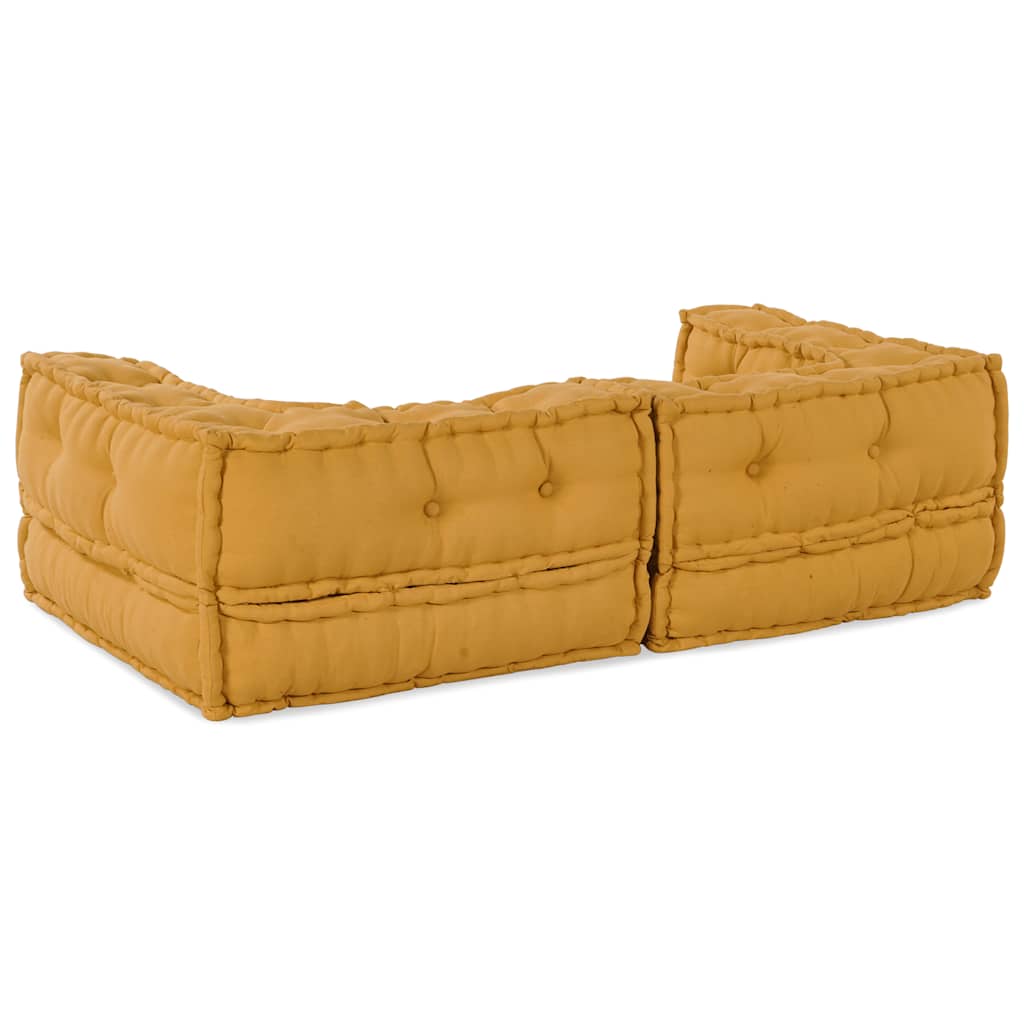Sofá modular de 2 plazas de tela amarillo 140x70x36