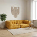 Sofá modular de 2 plazas de tela amarillo 140x70x36