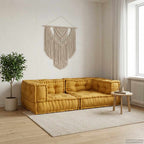 Sofá modular de 2 plazas de tela amarillo 140x70x36
