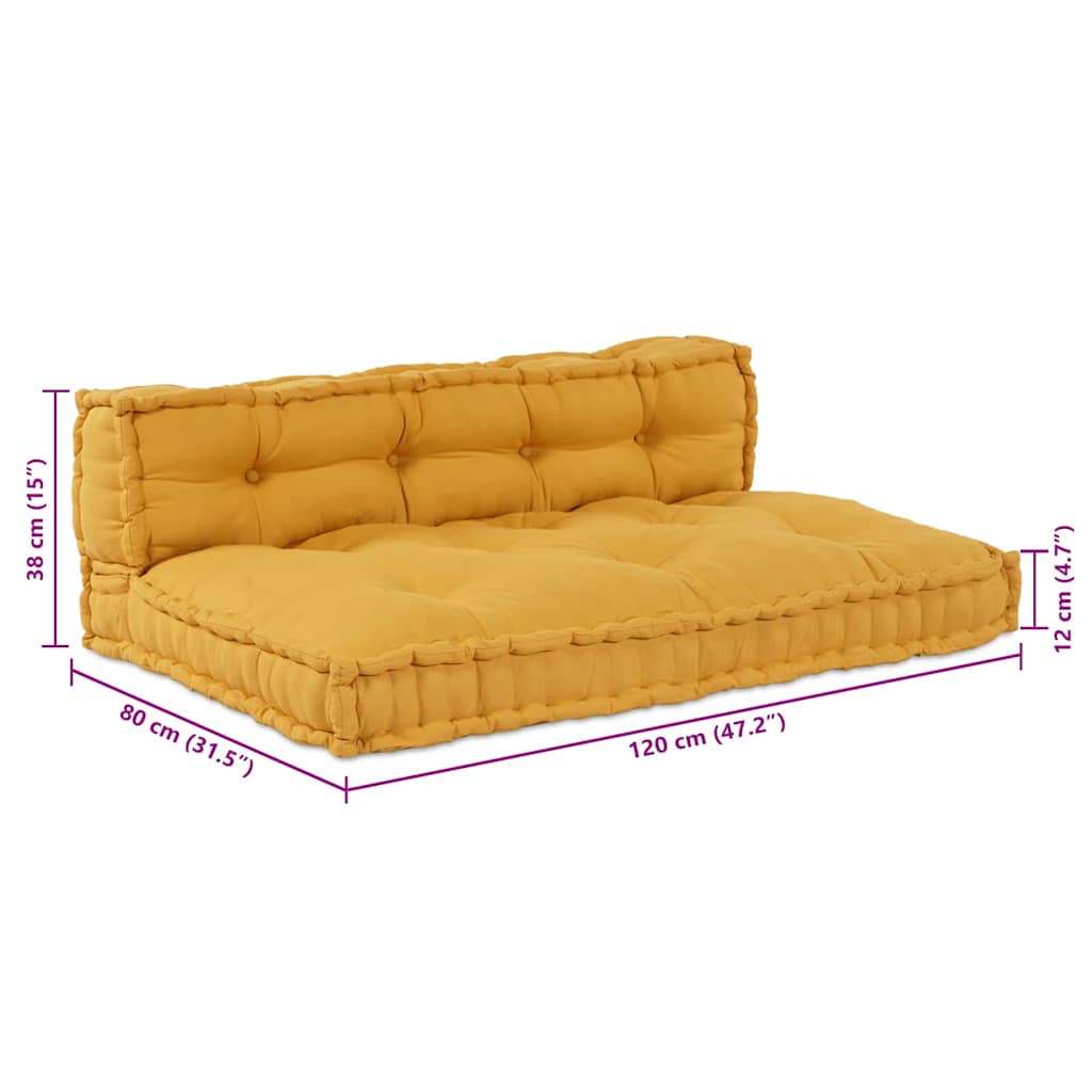 Cojín para Sofá Pallet 2 pcs Amarillo 120 x 80 x 38 cm Tela