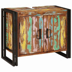 Mueble de lavabo con puerta Multicolor Madera sólida recuperada
