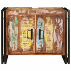 Mueble de lavabo con puerta Multicolor Madera sólida recuperada