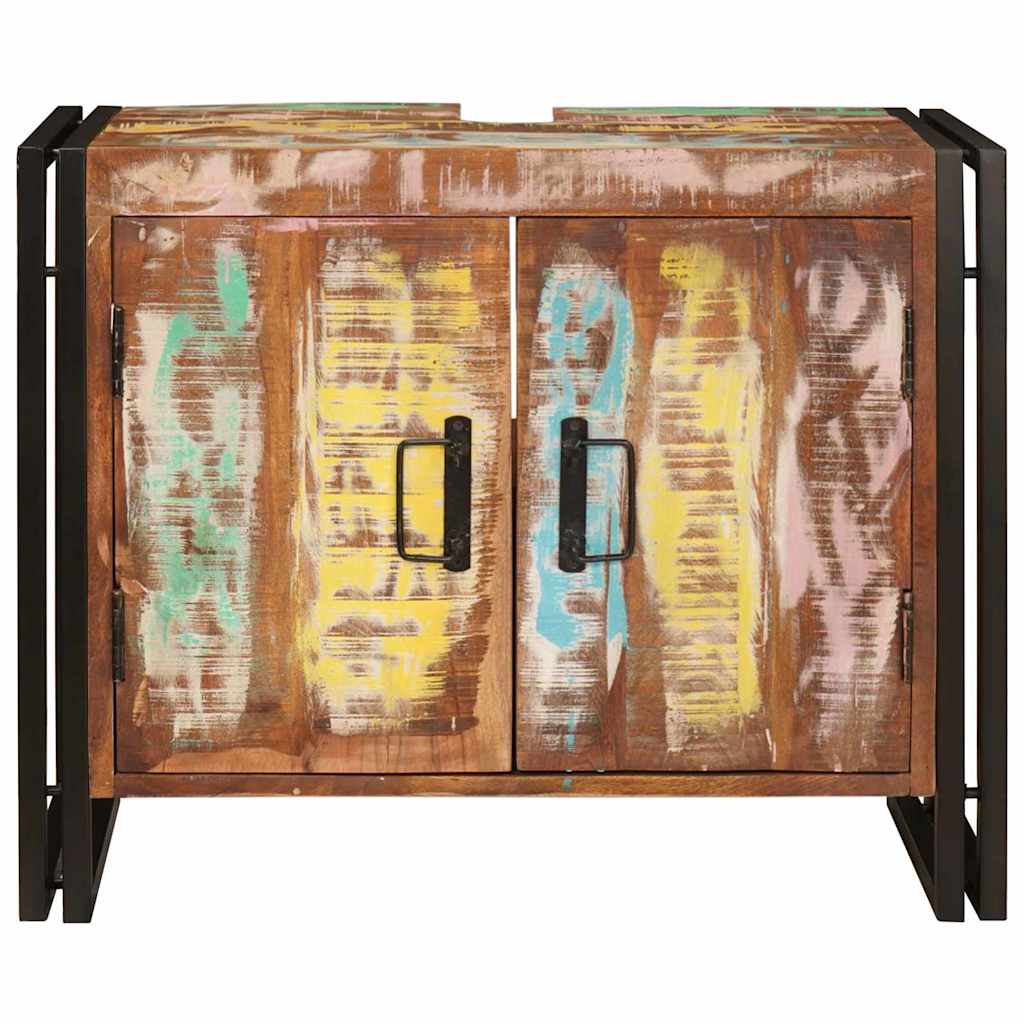 Mueble de lavabo con puerta Multicolor Madera sólida recuperada