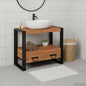 Dressing Table with Drawer, Multicolored Solid Reclaimed Wood