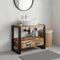 Dressing Table with Drawer, Multicolored Solid Reclaimed Wood