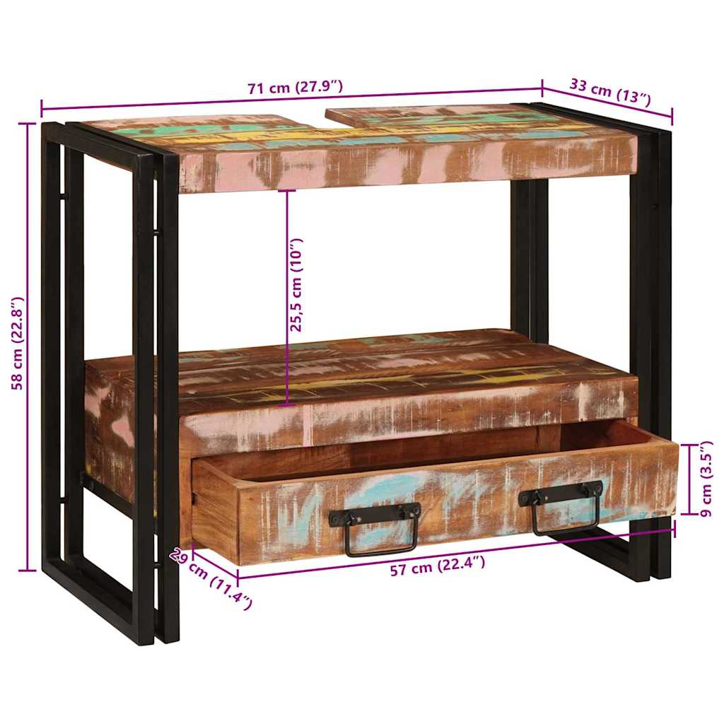 Mueble Tocador con cajón Multicolor Madera sólida recuperada