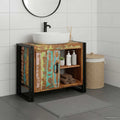 Mueble de lavabo con puerta Multicolor Madera sólida recuperada