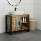 Mueble de lavabo con puerta Multicolor Madera sólida recuperada