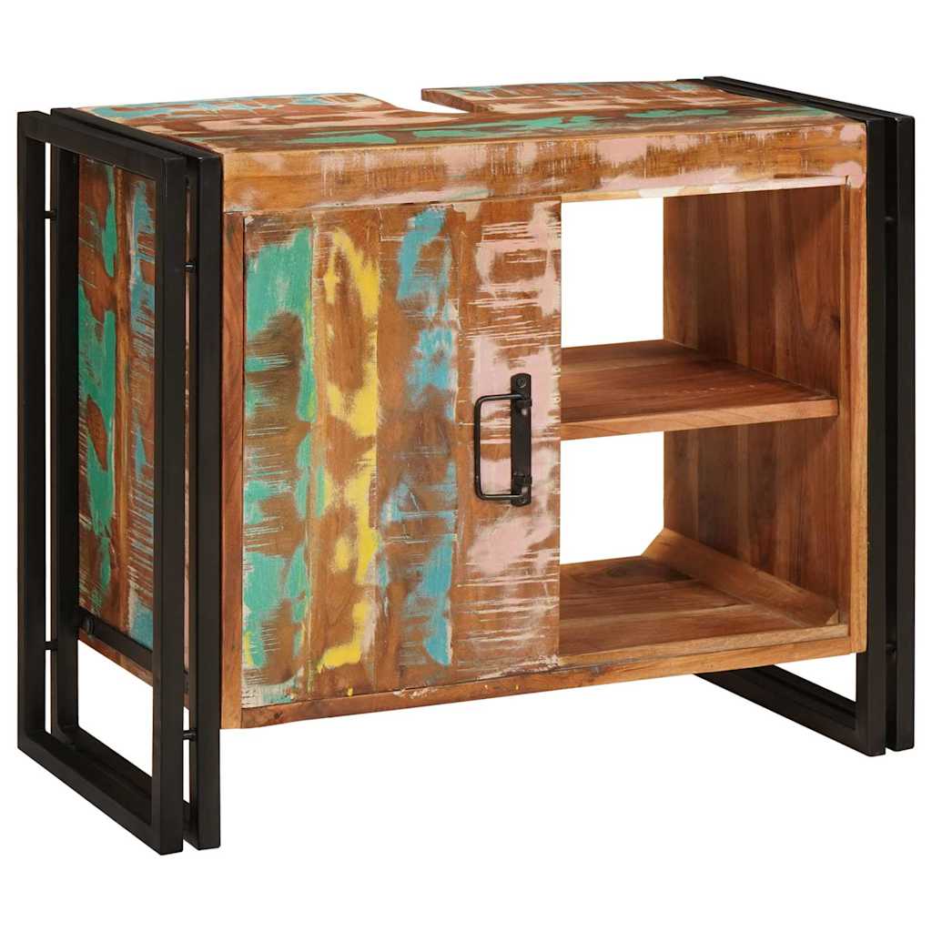 Mueble de lavabo con puerta Multicolor Madera sólida recuperada