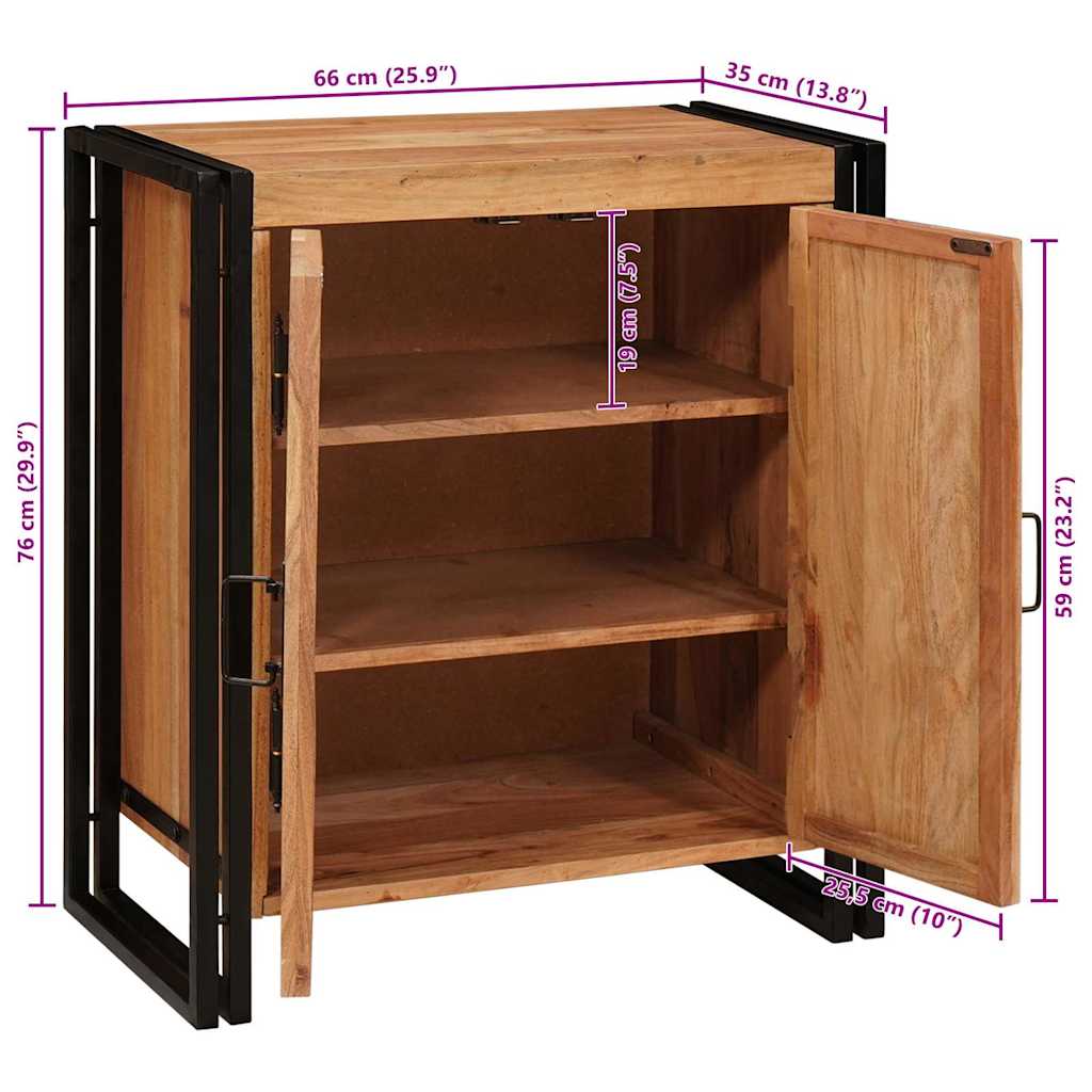 Armario de Noche Marrón 66 x 35 x 76 cm madera maciza de acacia