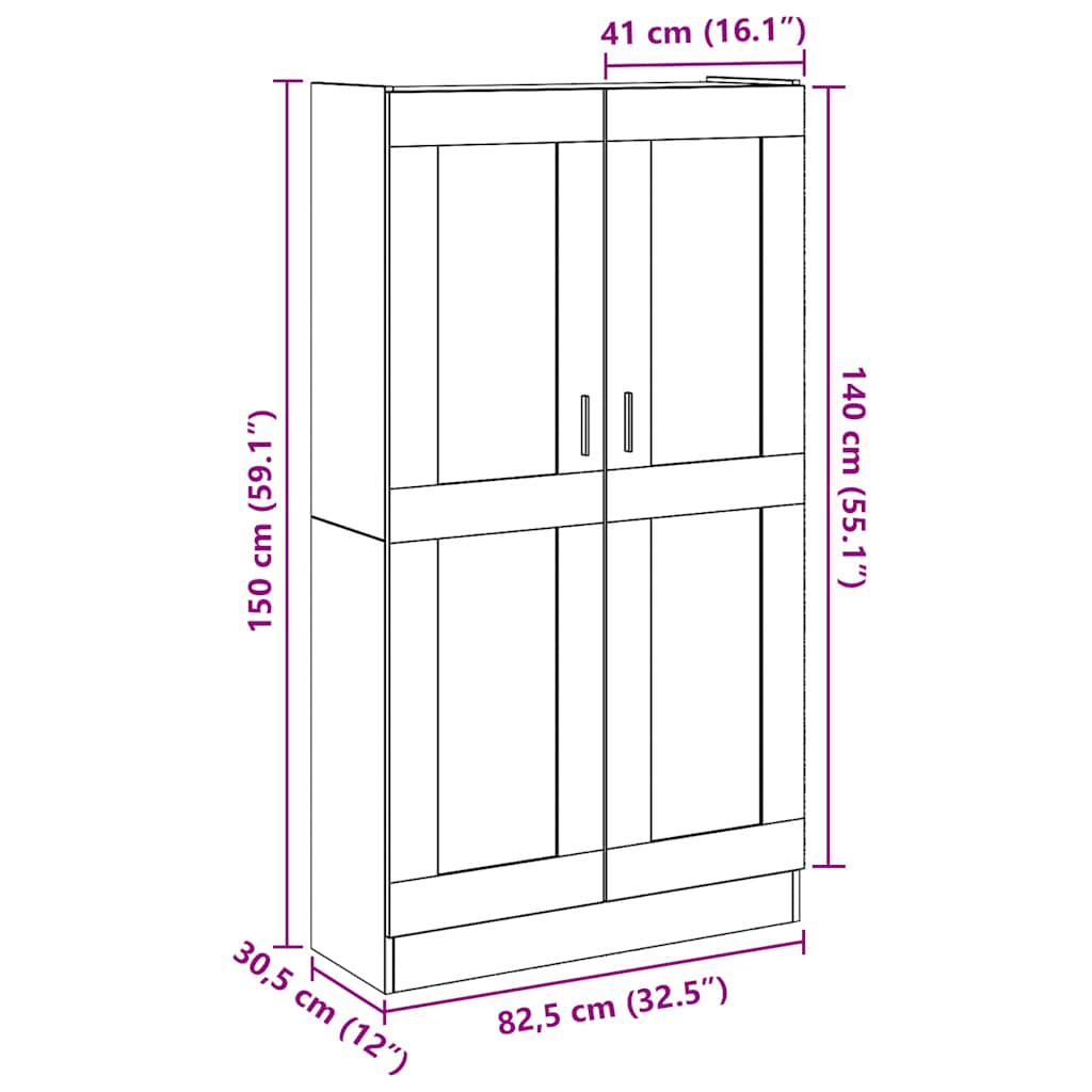 Aparador alto Roble Artisan 82,5x30,5x150 cm Madera de ingeniería