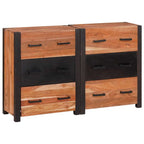 Aparador 3 pcs Marrón 110 x 30 x 75 cm Madera de Acacia Sólida