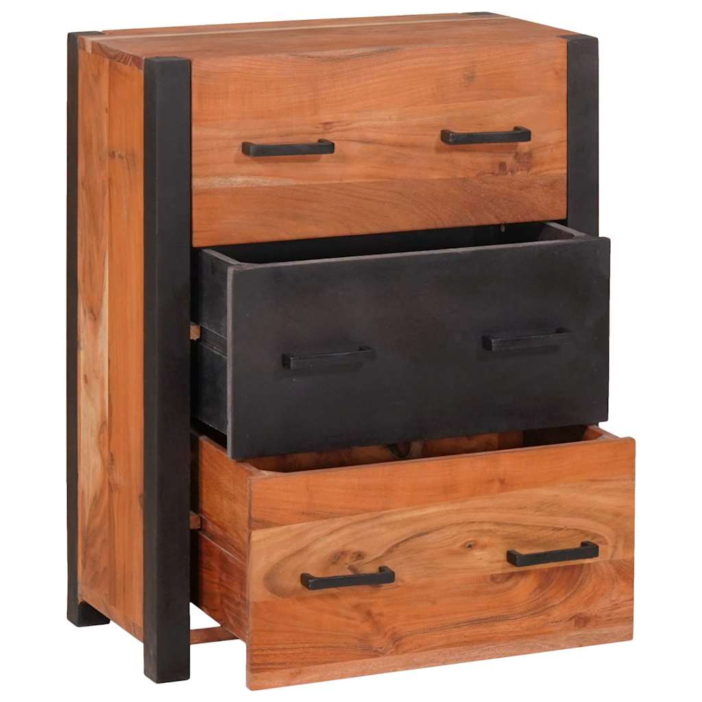 Aparador 3 pcs Marrón 55 x 30 x 75 cm Madera de Acacia Sólida