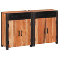 Aparador 2 pcs Marrón 110 x 30 x 75 cm Madera de Acacia Sólida
