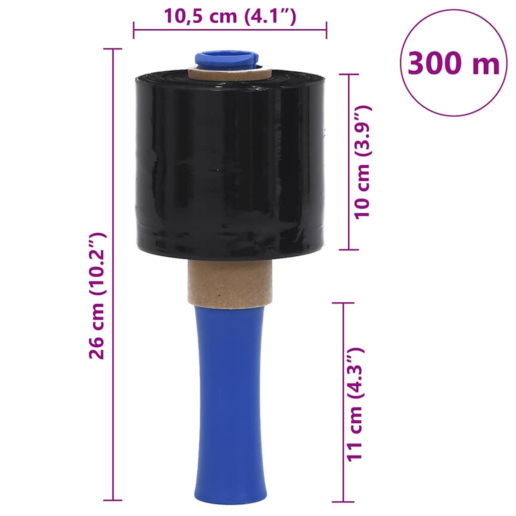 Film estirable 10 pcs negra 23 µm 10 cm x 300 m
